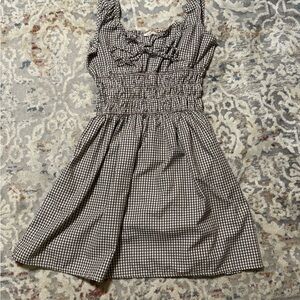 Picnic-core Gingham Smocked Sundress in Brown and White